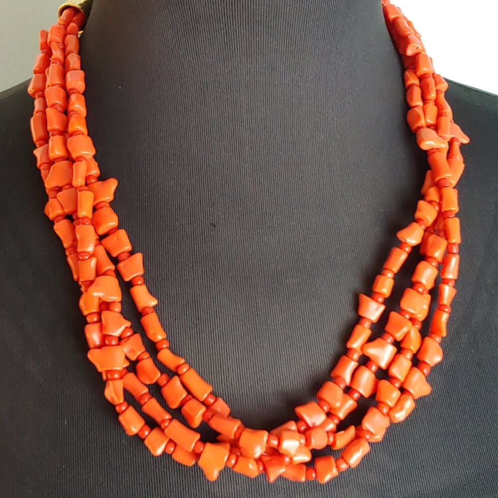 Coral beads gorgeous Gold Hardware